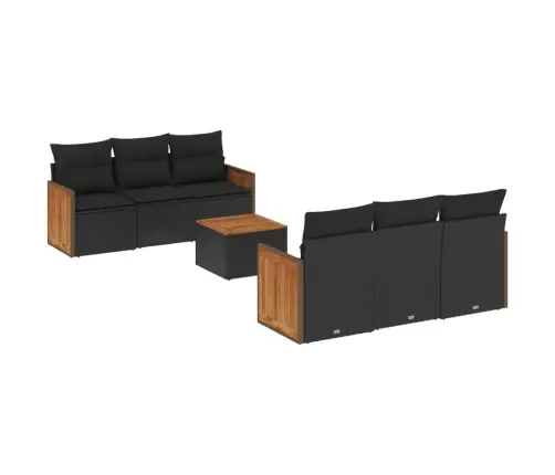 7-Daļīgs Dārza Dīvāna Komplekts Ar Matračiem, Melna Pe Vidaxl