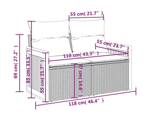 7-Osaline Aiadiivani Komplekt Patjadega, Hall, Polürotang