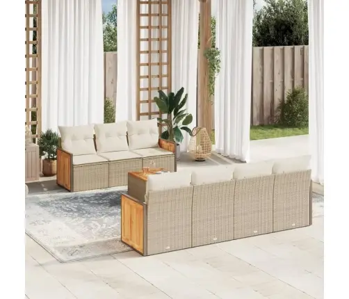 8-Daļīgs Dārza Dīvāna Komplekts, Matrači, Bēša Pe Rotangpalma Vidaxl