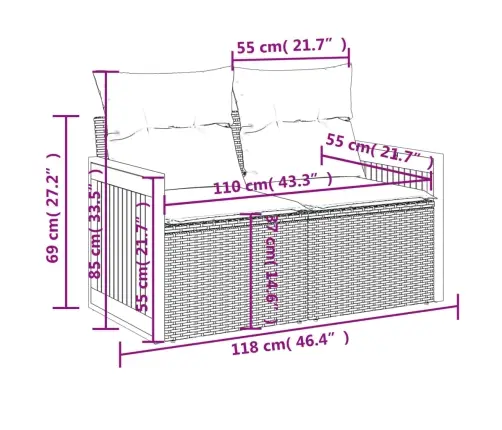 8-Osaline Aiadiivani Komplekt Patjadega, Hall, Polürotang