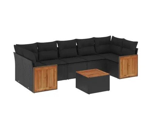 8-Daļīgs Dārza Dīvāna Komplekts, Matrači, Melna Pe Rotangpalma Vidaxl