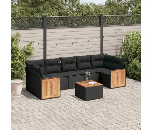 8-Daļīgs Dārza Dīvāna Komplekts, Matrači, Melna Pe Rotangpalma Vidaxl