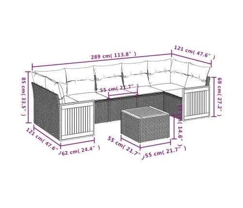 Sofos Komplektas Su Pagalvėlėmis, 8 Dalių, Smėlio, Poliratanas