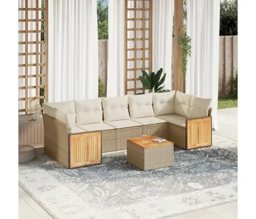 Sofos Komplektas Su Pagalvėlėmis, 8 Dalių, Smėlio, Poliratanas