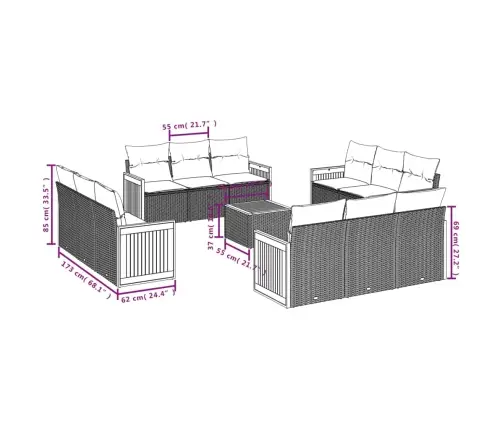 13-Osaline Aiadiivani Komplekt Patjadega, Must, Polürotang
