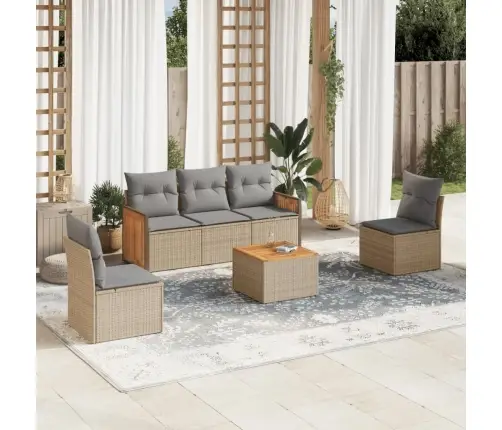 6-Daļīgs Dārza Dīvāna Komplekts, Matrači, Bēša Pe Rotangpalma Vidaxl