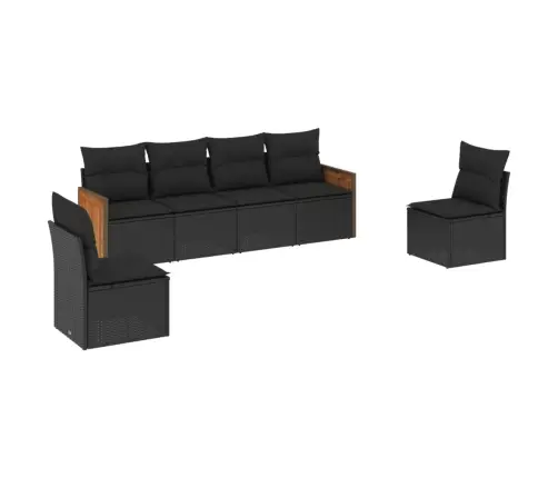 6-Daļīgs Dārza Dīvāna Komplekts, Matrači, Melna Pe Rotanpalma Vidaxl