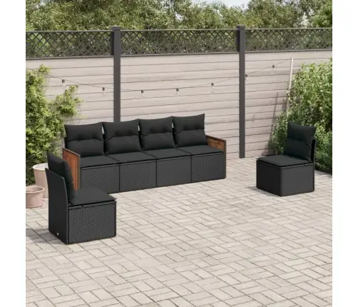 6-Daļīgs Dārza Dīvāna Komplekts, Matrači, Melna Pe Rotanpalma Vidaxl