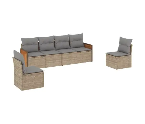 6-Daļīgs Dārza Dīvāna Komplekts, Matrači, Bēša Pe Rotangpalma Vidaxl