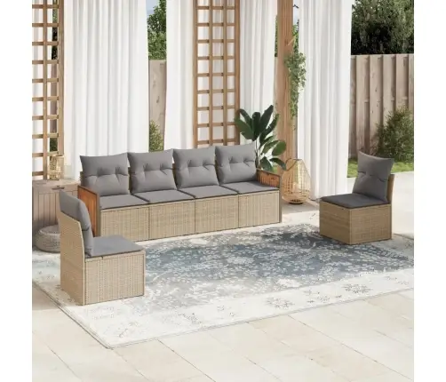 6-Daļīgs Dārza Dīvāna Komplekts, Matrači, Bēša Pe Rotangpalma Vidaxl