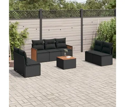 8-Daļīgs Dārza Dīvāna Komplekts, Matrači, Melna Pe Rotangpalma Vidaxl