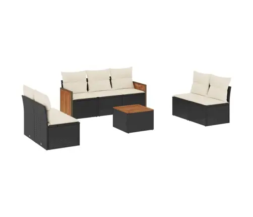 8-Daļīgs Dārza Dīvāna Komplekts, Matrači, Melna Pe Rotangpalma Vidaxl