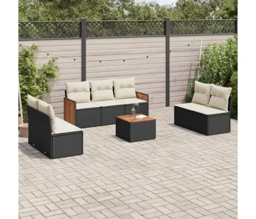 8-Daļīgs Dārza Dīvāna Komplekts, Matrači, Melna Pe Rotangpalma Vidaxl