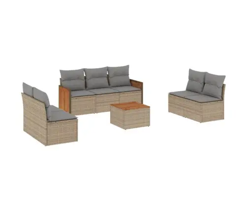 8-Daļīgs Dārza Dīvāna Komplekts, Matrači, Bēša Pe Rotangpalma Vidaxl