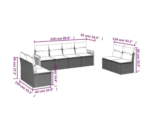 8-Daļīgs Dārza Dīvāna Komplekts Ar Matračiem, Pelēks Pe Pinums Vidaxl