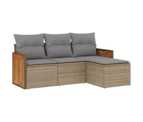 4-Osaline Aiadiivani Komplekt Patjadega, Beež, Polürotang