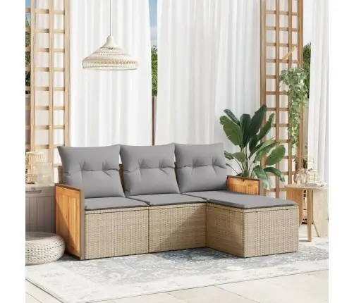 4-Osaline Aiadiivani Komplekt Patjadega, Beež, Polürotang