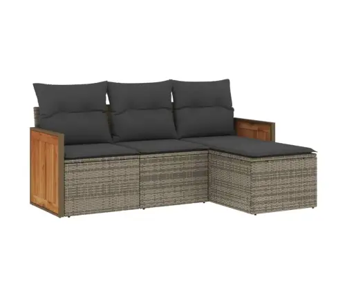 4-Osaline Aiamööbli Komplekt Patjadega, Hall, Polürotang