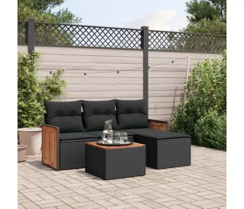 5-Daļīgs Dārza Dīvāna Komplekts Ar Matračiem, Pe Rotangpalma Vidaxl