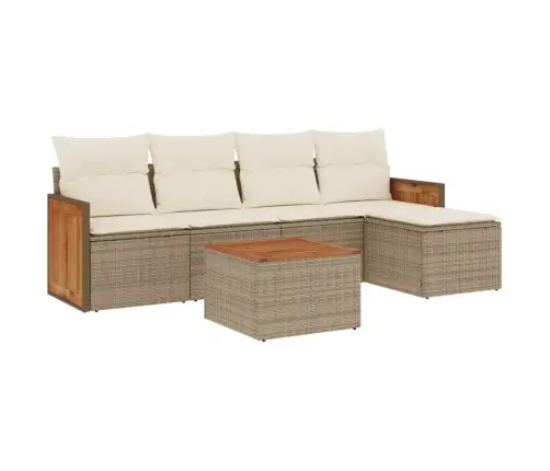 Sofos Komplektas Su Pagalvėlėmis, 6 Dalių, Smėlio, Poliratanas