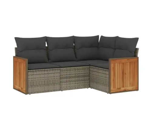 4-Daļīgs Dārza Dīvāna Komplekts Ar Matračiem, Pelēks Pe Pinums Vidaxl