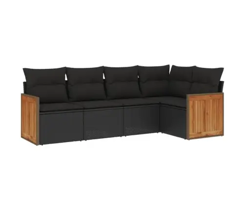 5-Daļīgs Dārza Dīvāna Komplekts Ar Matračiem, Pe Rotangpalma Vidaxl