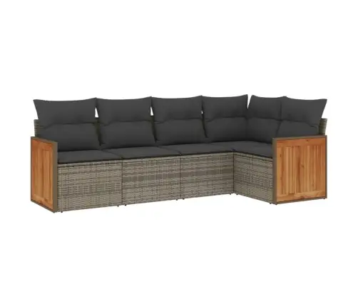 5-Osaline Aiamööblikomplekt Istmepatjadega, Polürotang, Hall