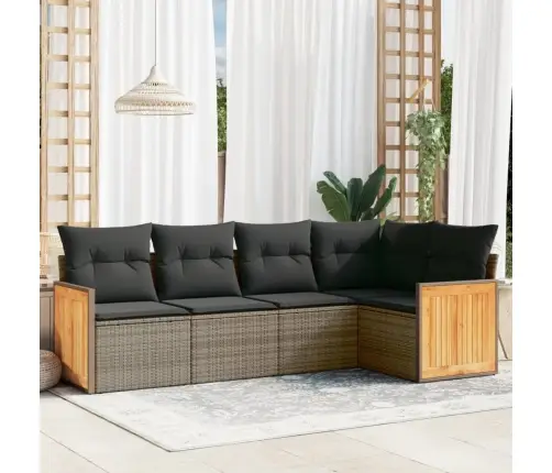 5-Osaline Aiamööblikomplekt Istmepatjadega, Polürotang, Hall