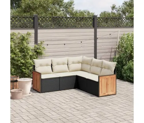 Sodo Komplektas Su Pagalvėlėmis, 5 Dalių, Juodas, Poliratanas