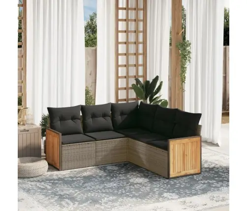 Sofos Komplektas Su Pagalvėlėmis, 5 Dalių, Pilkas, Poliratanas