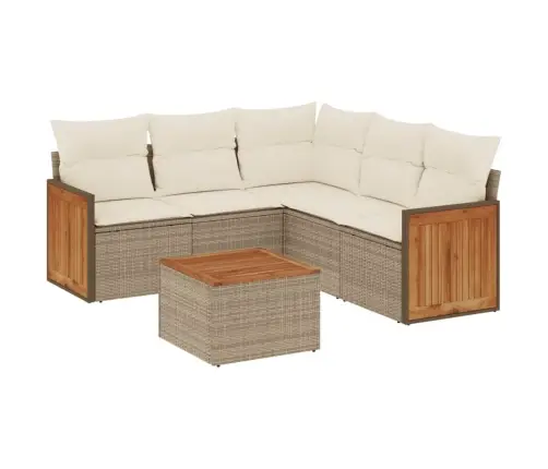 6-Daļīgs Dārza Dīvāna Komplekts, Matrači, Bēša Pe Rotangpalma Vidaxl