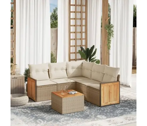 6-Daļīgs Dārza Dīvāna Komplekts, Matrači, Bēša Pe Rotangpalma Vidaxl