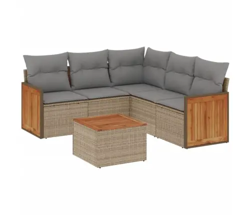 6-Daļīgs Dārza Dīvāna Komplekts, Matrači, Bēša Pe Rotangpalma Vidaxl