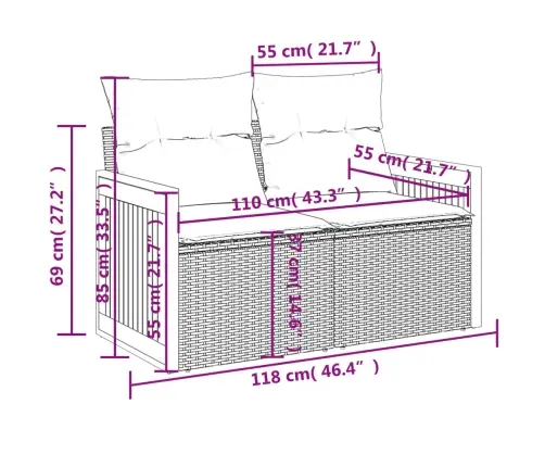 5-Osaline Aiadiivanikomplekt Patjadega, Must, Polürotang