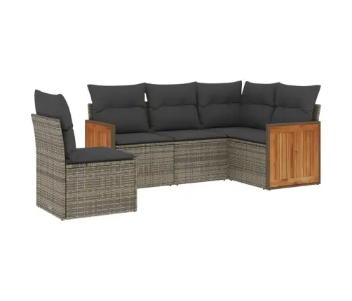 5-Daļīgs Dārza Dīvāna Komplekts Ar Matračiem, Pelēks Pe Pinums Vidaxl