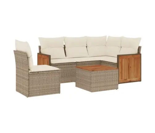 6-Daļīgs Dārza Dīvāna Komplekts, Matrači, Bēša Pe Rotangpalma Vidaxl