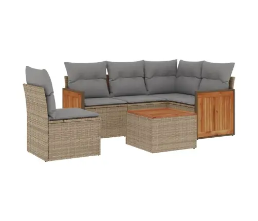 6-Daļīgs Dārza Dīvāna Komplekts, Matrači, Bēša Pe Rotangpalma Vidaxl