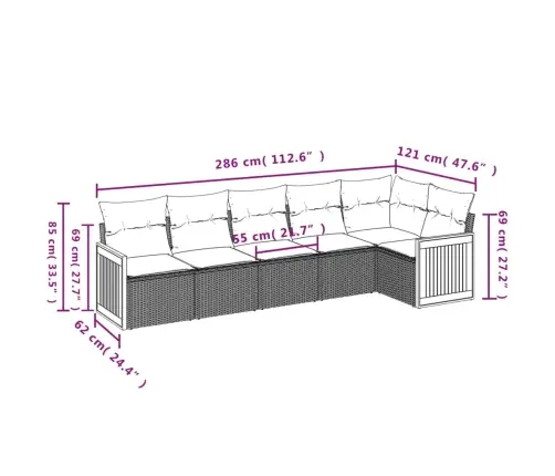Sofos Komplektas Su Pagalvėlėmis, 6 Dalių, Smėlio, Poliratanas