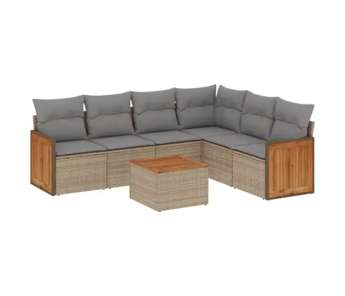 7-Daļīgs Dārza Dīvāna Komplekts, Matrači, Bēša Pe Rotangpalma Vidaxl