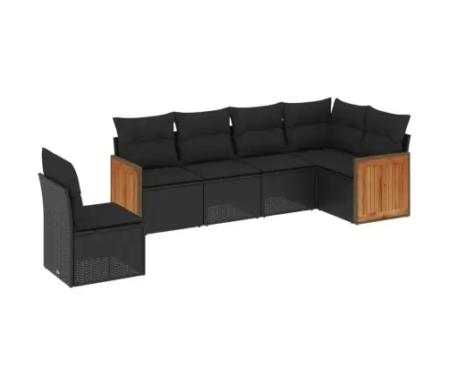 6-Daļīgs Dārza Dīvāna Komplekts, Matrači, Melna Pe Rotanpalma Vidaxl