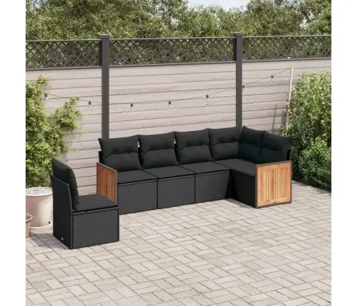 6-Daļīgs Dārza Dīvāna Komplekts, Matrači, Melna Pe Rotanpalma Vidaxl