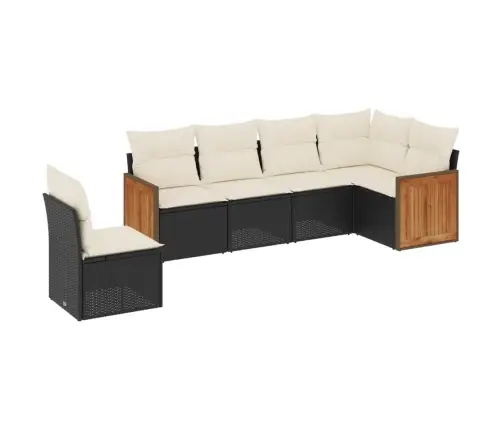 Sofos Komplektas Su Pagalvėlėmis, 6 Dalių, Juodas, Poliratanas