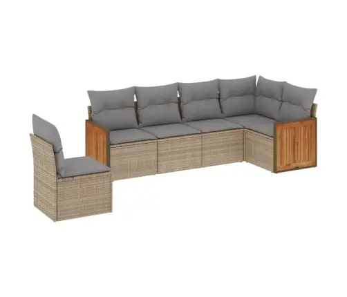 Sofos Komplektas Su Pagalvėlėmis, 6 Dalių, Smėlio, Poliratanas