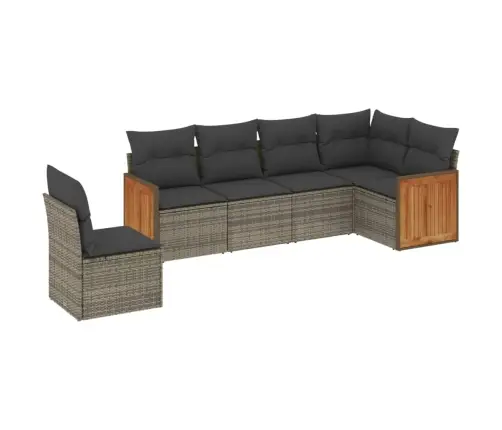 6-Daļīgs Dārza Dīvāna Komplekts Ar Matračiem, Pelēks Pe Pinums Vidaxl