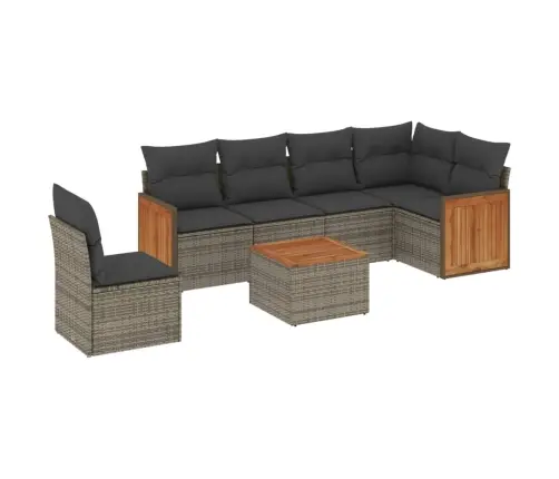 Sofos Komplektas Su Pagalvėlėmis, 7 Dalių, Pilkas, Poliratanas Sofos Komplektas Su Pagalvėlėmis, 7 Dalių, Pilkas, Poliratanas