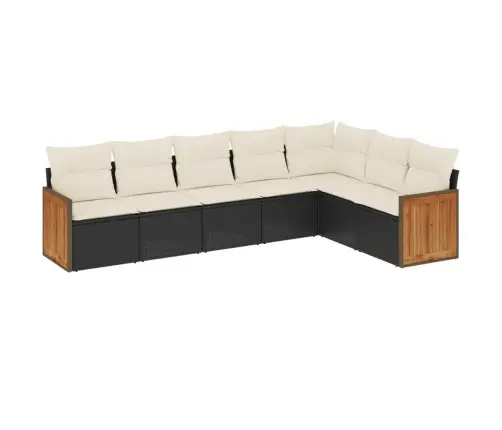 7-Daļīgs Dārza Dīvāna Komplekts Ar Matračiem, Melna Pe Vidaxl