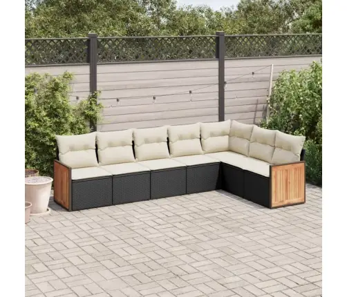 7-Daļīgs Dārza Dīvāna Komplekts Ar Matračiem, Melna Pe Vidaxl