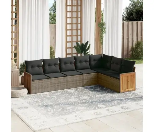 7-Daļīgs Dārza Dīvāna Komplekts, Matrači, Pelēka Pe Rotangpalma Vidaxl