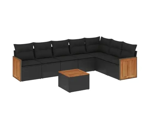 8-Daļīgs Dārza Dīvāna Komplekts, Matrači, Melna Pe Rotangpalma Vidaxl