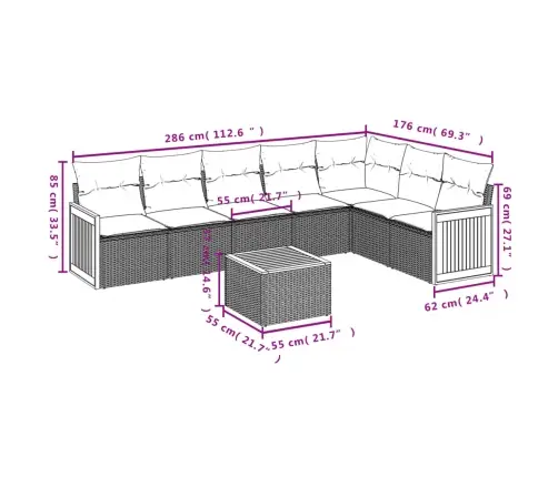8-Daļīgs Dārza Dīvāna Komplekts, Matrači, Melna Pe Rotangpalma Vidaxl